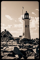 Breakwater By Scituate Light in Massachusetts - Sepia Tone